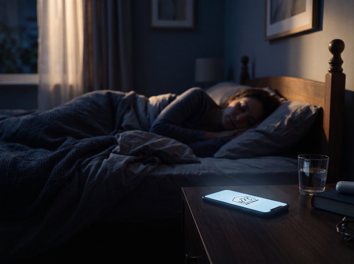 Une nuit paisible, le téléphone affiche l'application AnimHouse